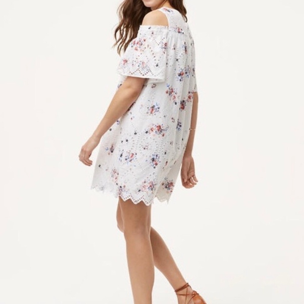 Loft cold shoulder floral eyelet dress